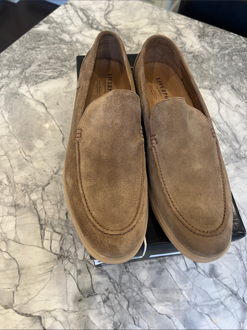 Liverpool Taupe Suede Slip-On Loafers for Men